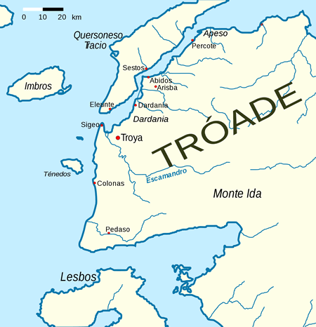 Mappa geografica della Troade