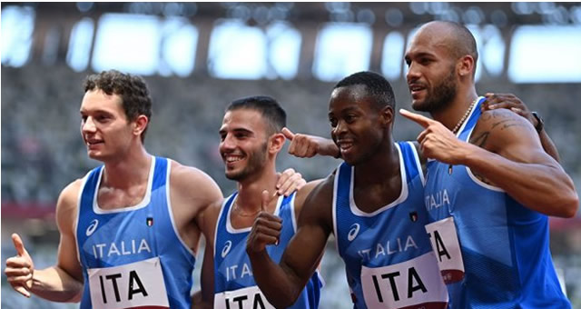 Staffetta azzurra 4x100 metri maschili oro a Tokyo 2020 